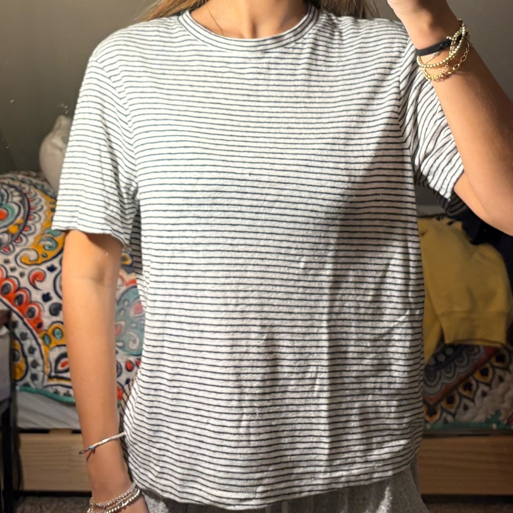 Striped Gray and White T-Shirt
